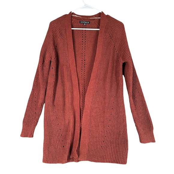 love ellie Sweaters - Love Ellie NWOT‎ Women’s S Small Rust Orange Open Cardigan Boho Hippie Fa…